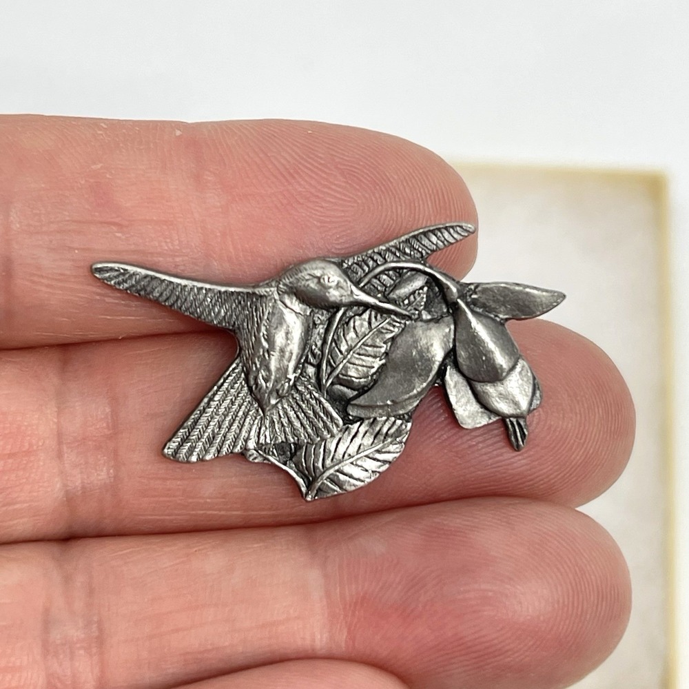 Hummingbird Lapel Pin Pewter by Birds & Blooms Premier Edition 1995-1996 Vintage